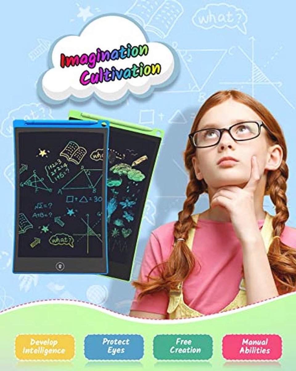 LCD schrijfbord set van 2, 8,5 inch tablet voor kinderen en volwassenen, herbruikbaar en uitwisbaar schrijfblok — cadeau in Gadgets - foto 2