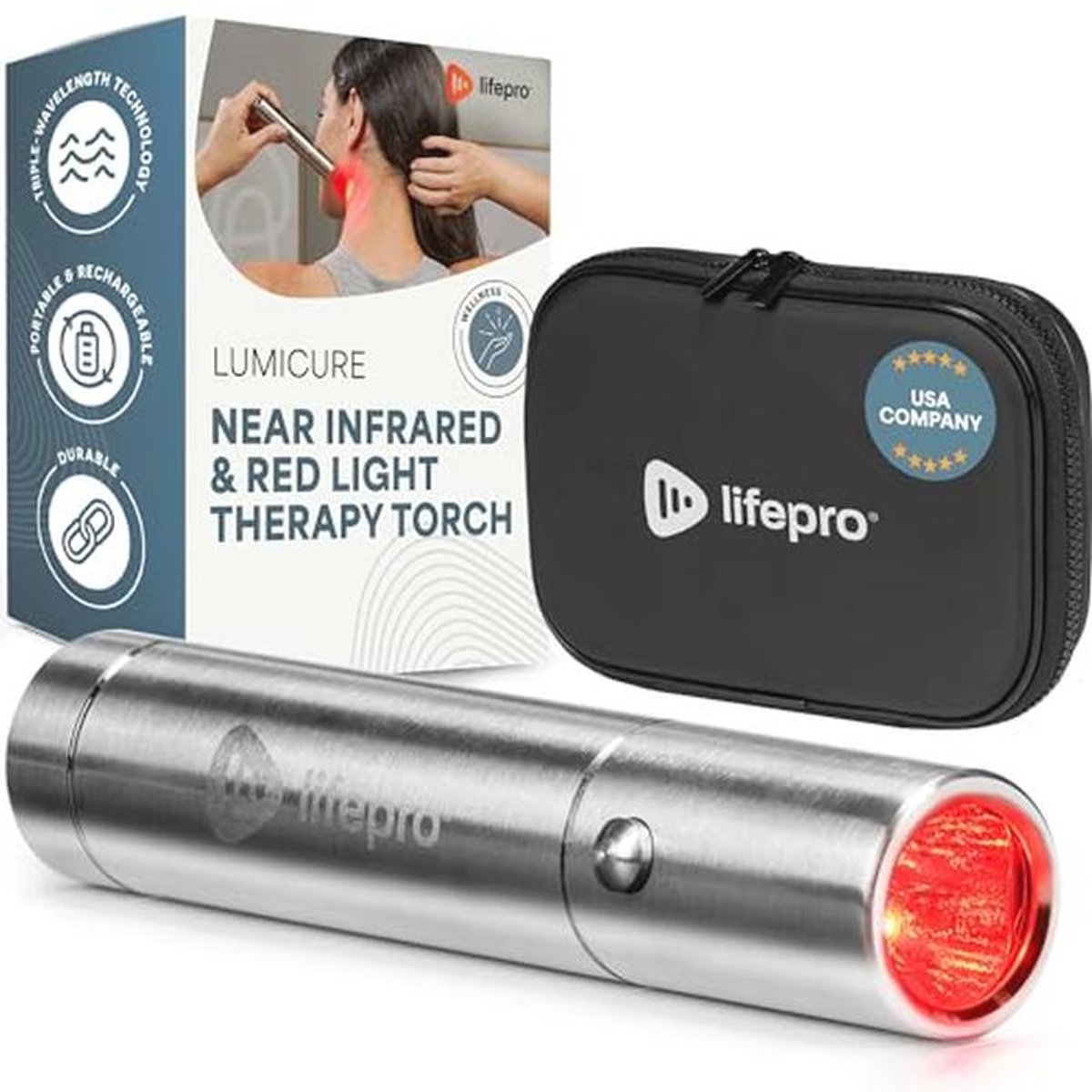 Draagbaar apparaat voor rood lichttherapie en verlichting van pijn in spieren en gewrichten