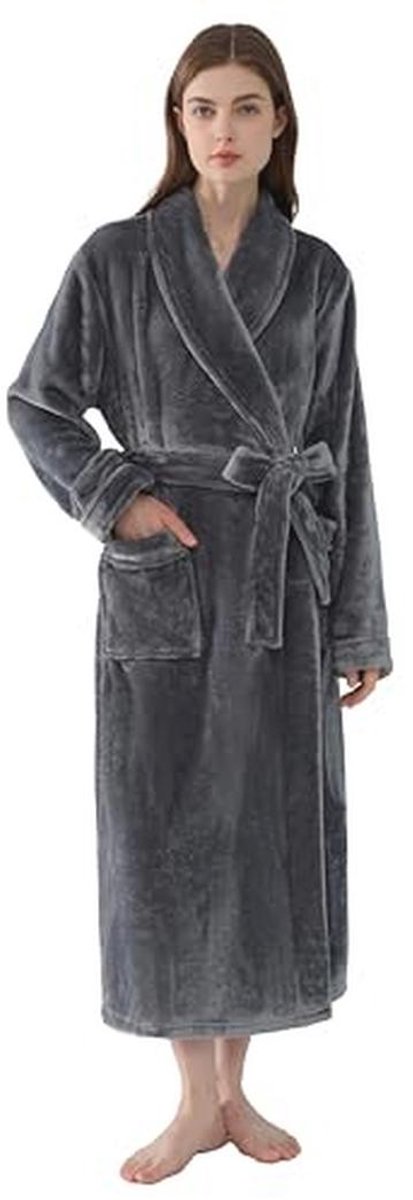 Vrouwen Winter Fleece Badjas met Capuchon - Zacht, Pluizig en Lang