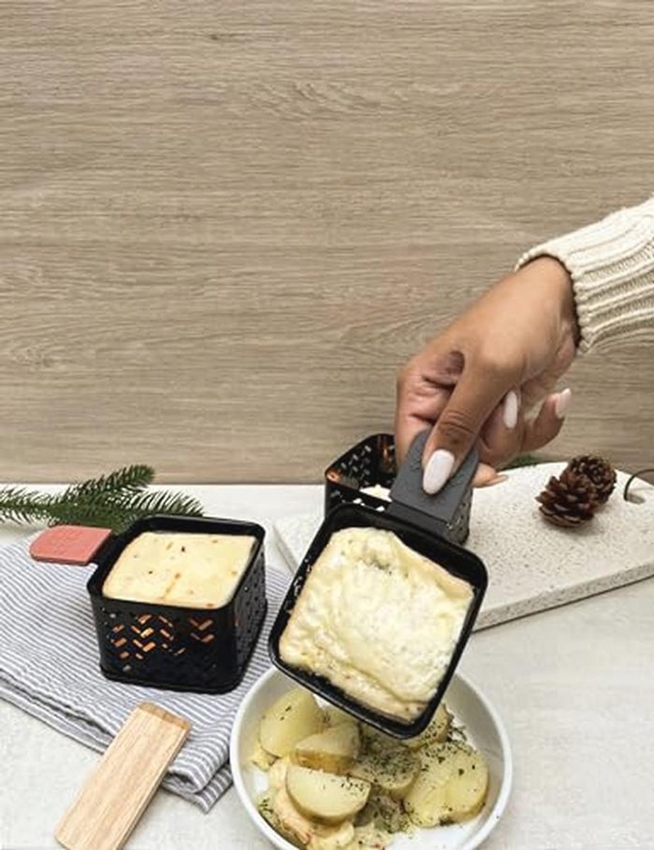 Set van 4 kaarswissers voor raclette - Smelt kaas in 2 minuten - Compact en stroomloos — cadeau in Kookcadeaus - foto 7