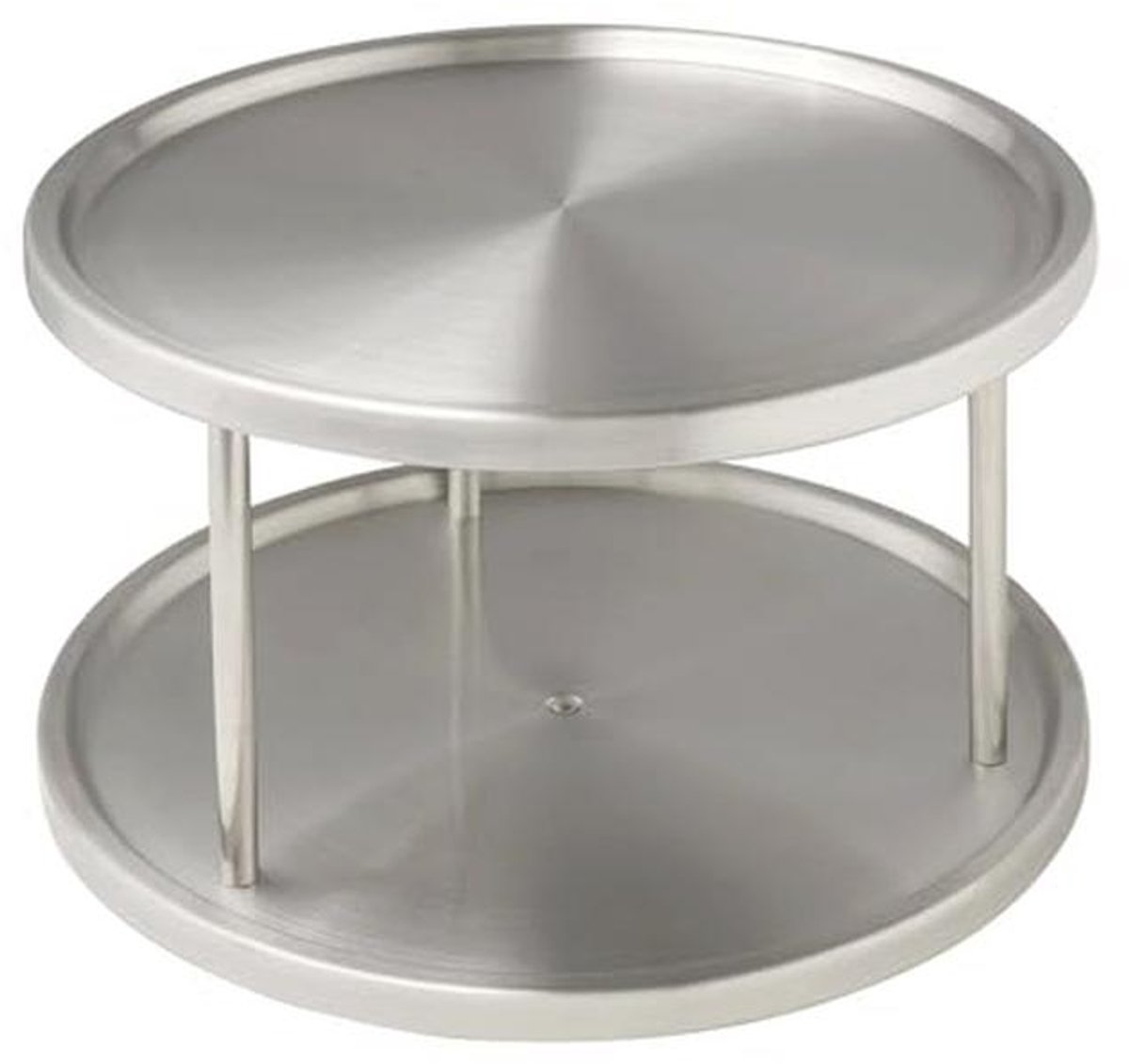 Rotatiekast met 2 Planken, RVS, Ø 26.5x15.5 cm, Zilver Mat - Keukenorganizer
