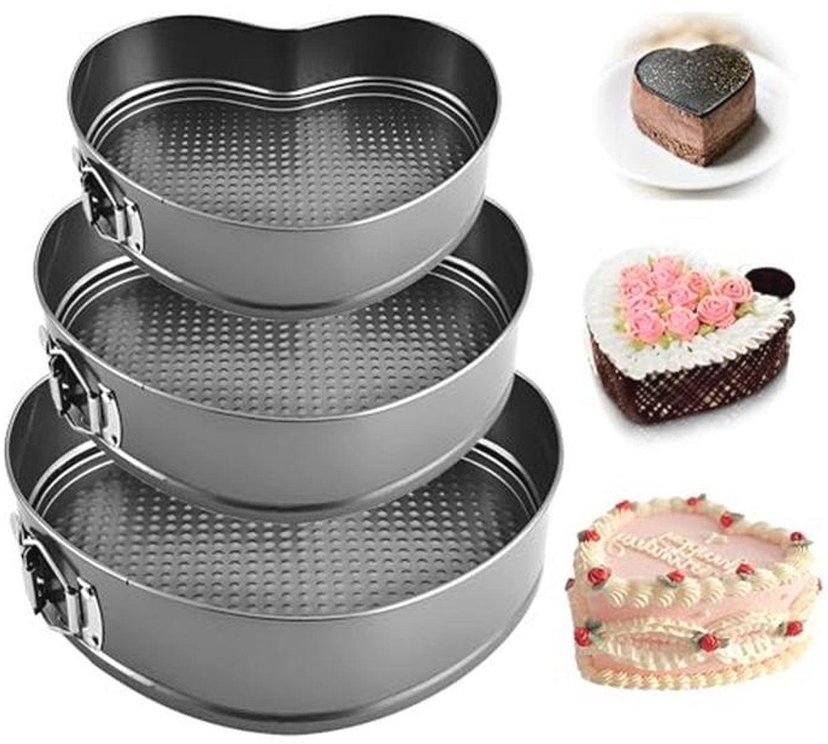 Hartvormige Bakvorm - 20/22/24 cm - Springvorm met Afneembare Bodem en Anti-aanbak Coating