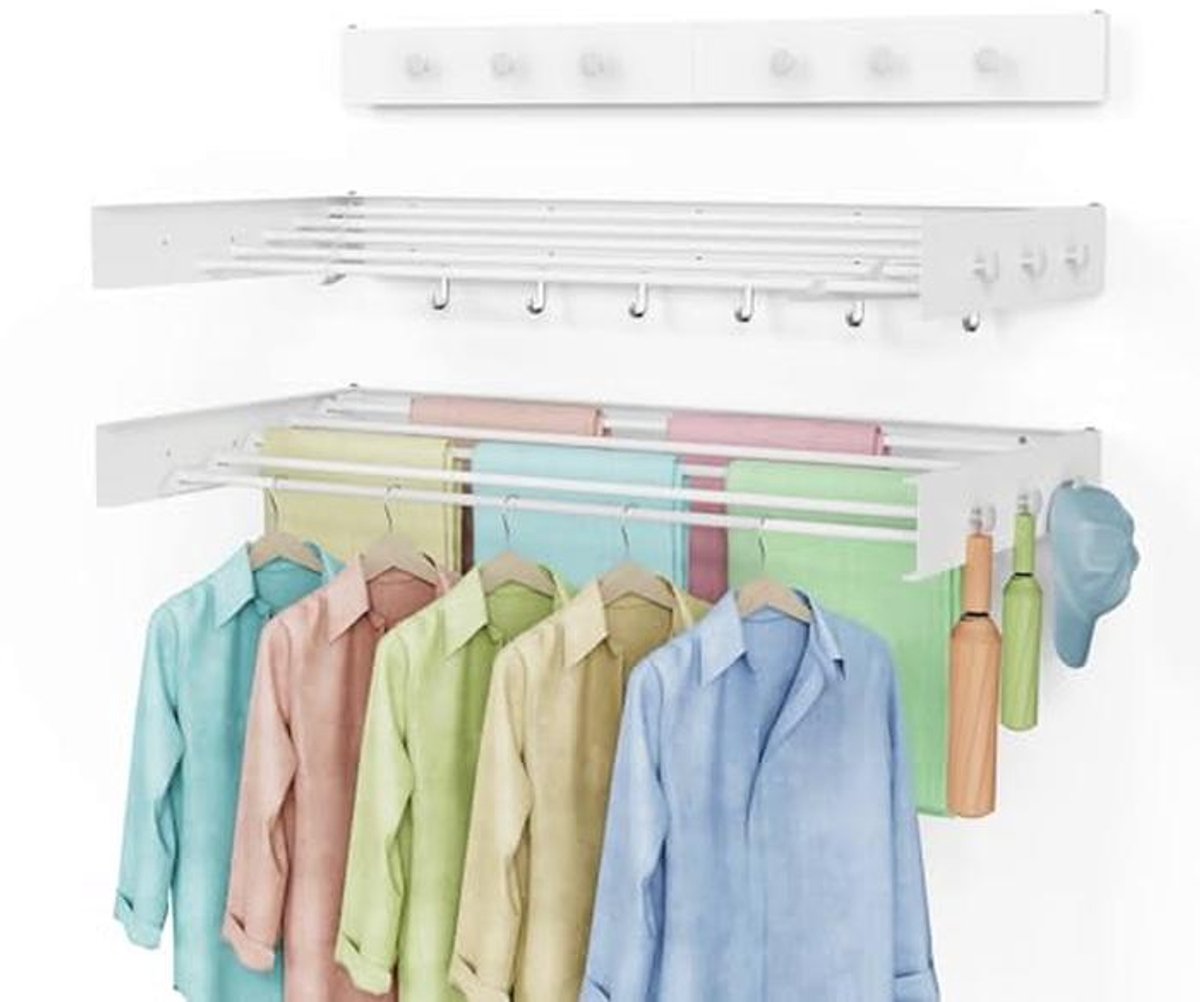 Droogrek kleding, kledingdroogrek wandmontage, wasdroogrek wandmontage, opvouwbaar, inklap