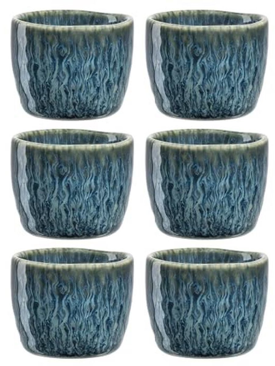 Eierdopjes Set van 6 - Keramiek Vaatwasmachinebestendig in Blauw - 5,2 cm Diameter