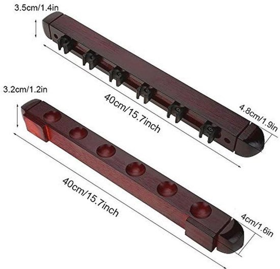 Biljart Wandhouder voor 6 Keus - Houten Snooker Pool Cue Wandrek - Perfect voor Thuis en Clubs — afbeelding 5