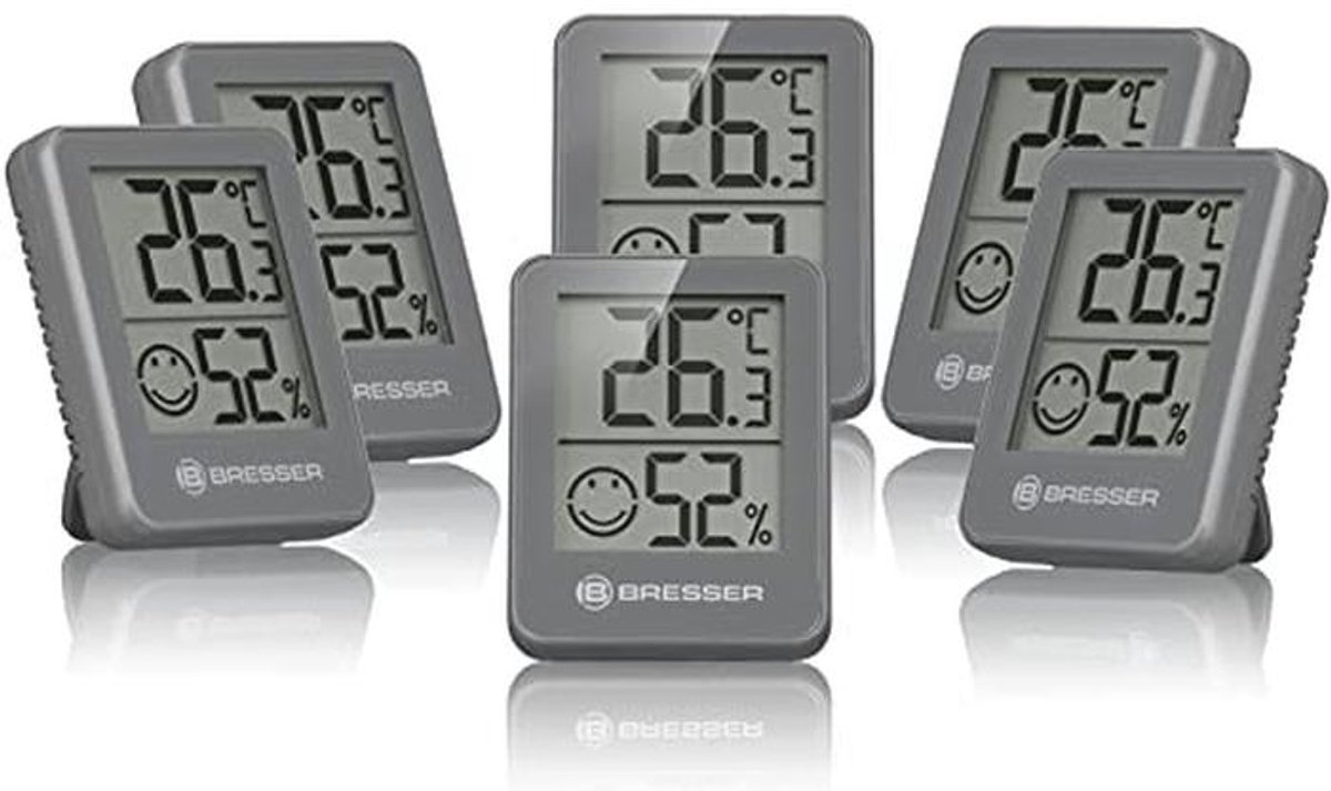 Set van 6 digitale thermometers en hygrometers voor binnenruimte