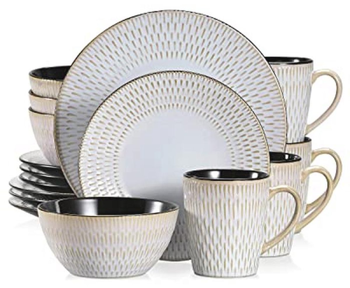 16-delig keramiek eetservies voor 4 personen met unieke design