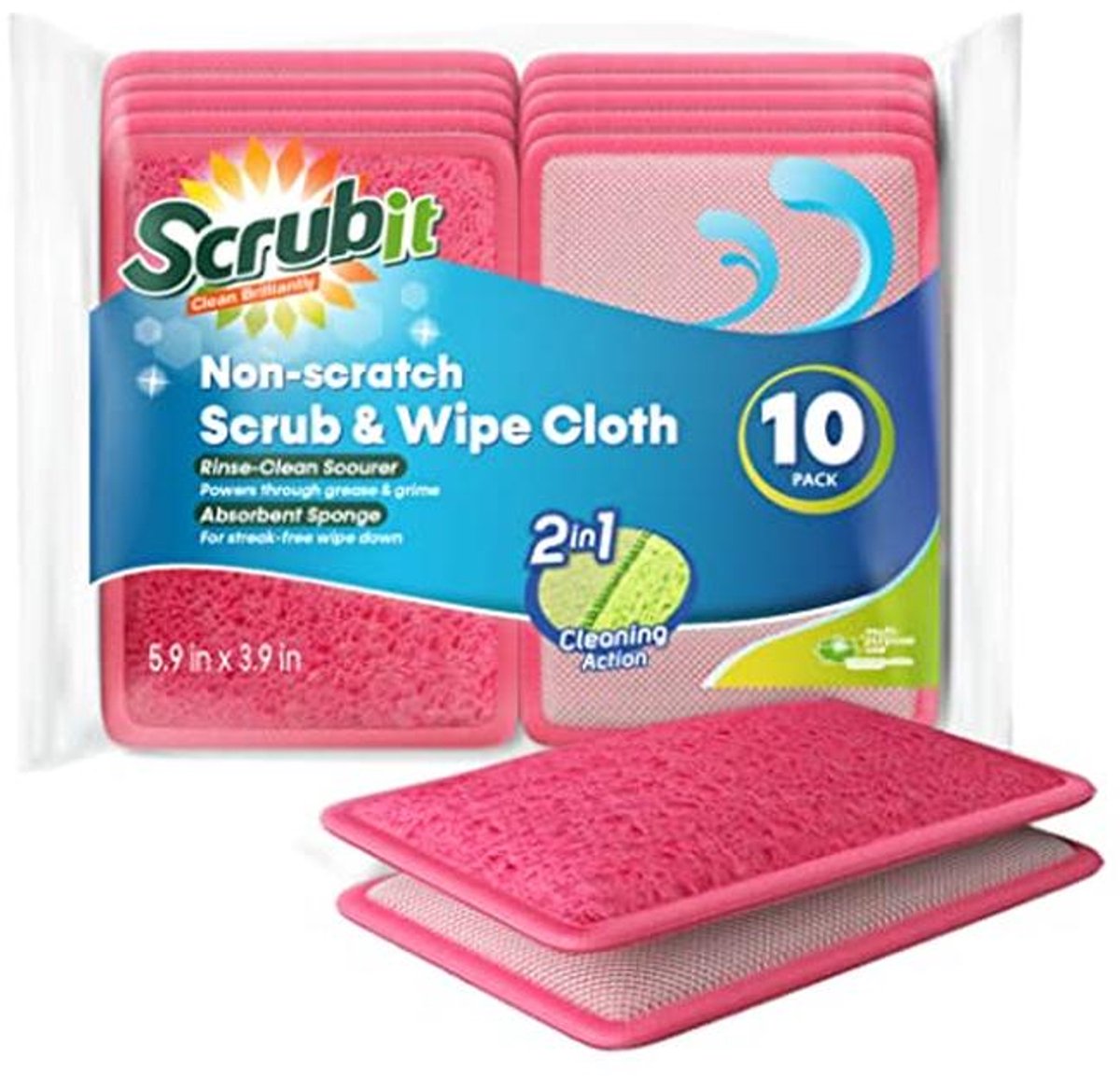Duurzame Dubbelzijdige Schuur- en Sponsdoeken - 10-Pack Herbruikbare Keukenreinigers