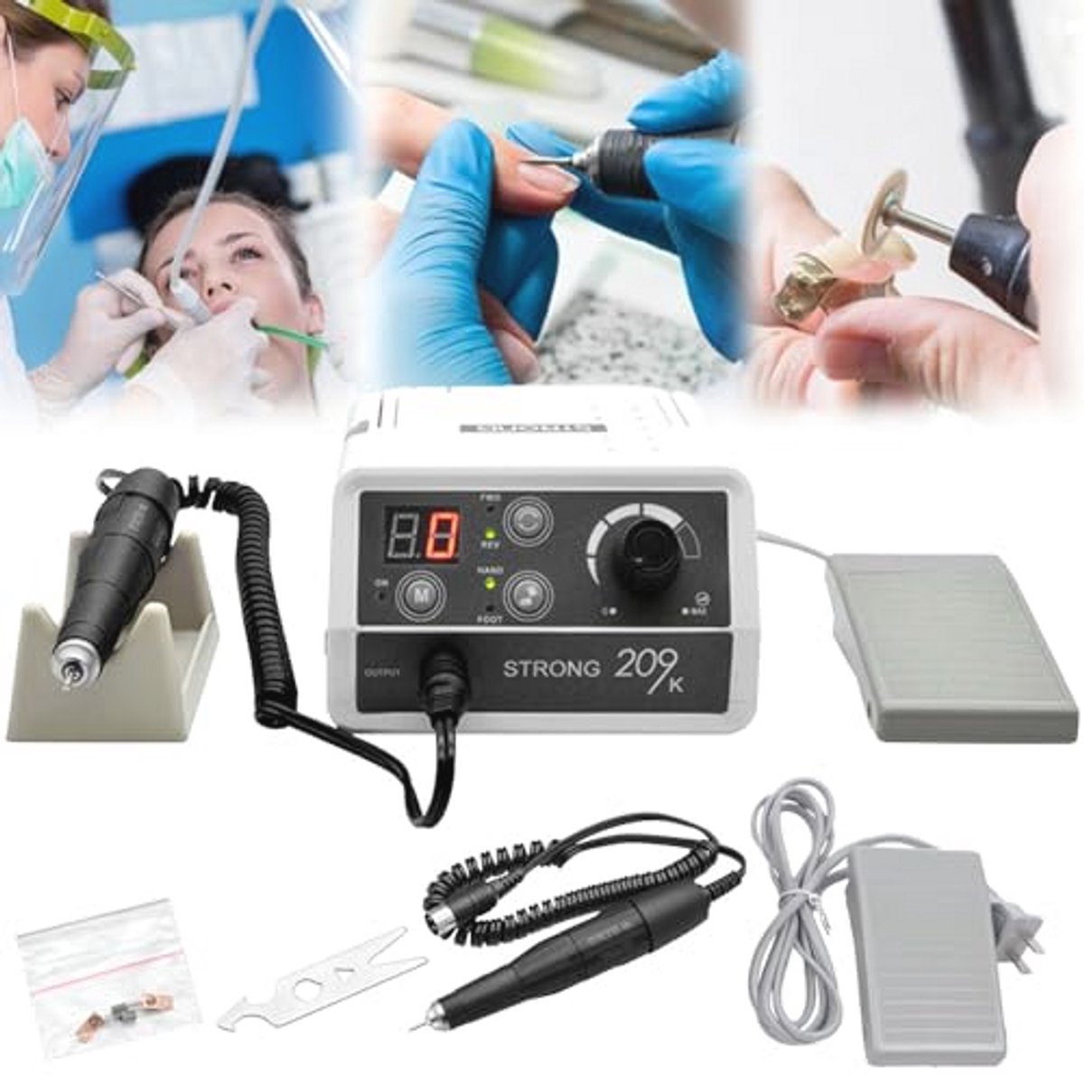 Elektrische Polijstmachine voor Sieraden, Keramiek, Houtsnijwerk en Tandheelkunde - 0-45000 RPM