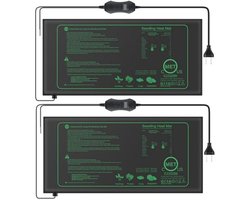 Set van 2 Verwarmingsmatten met Thermostaat voor Zaailingen, Huisdieren en Reptielen - Temperatuurregeling en Snelle Verwarming