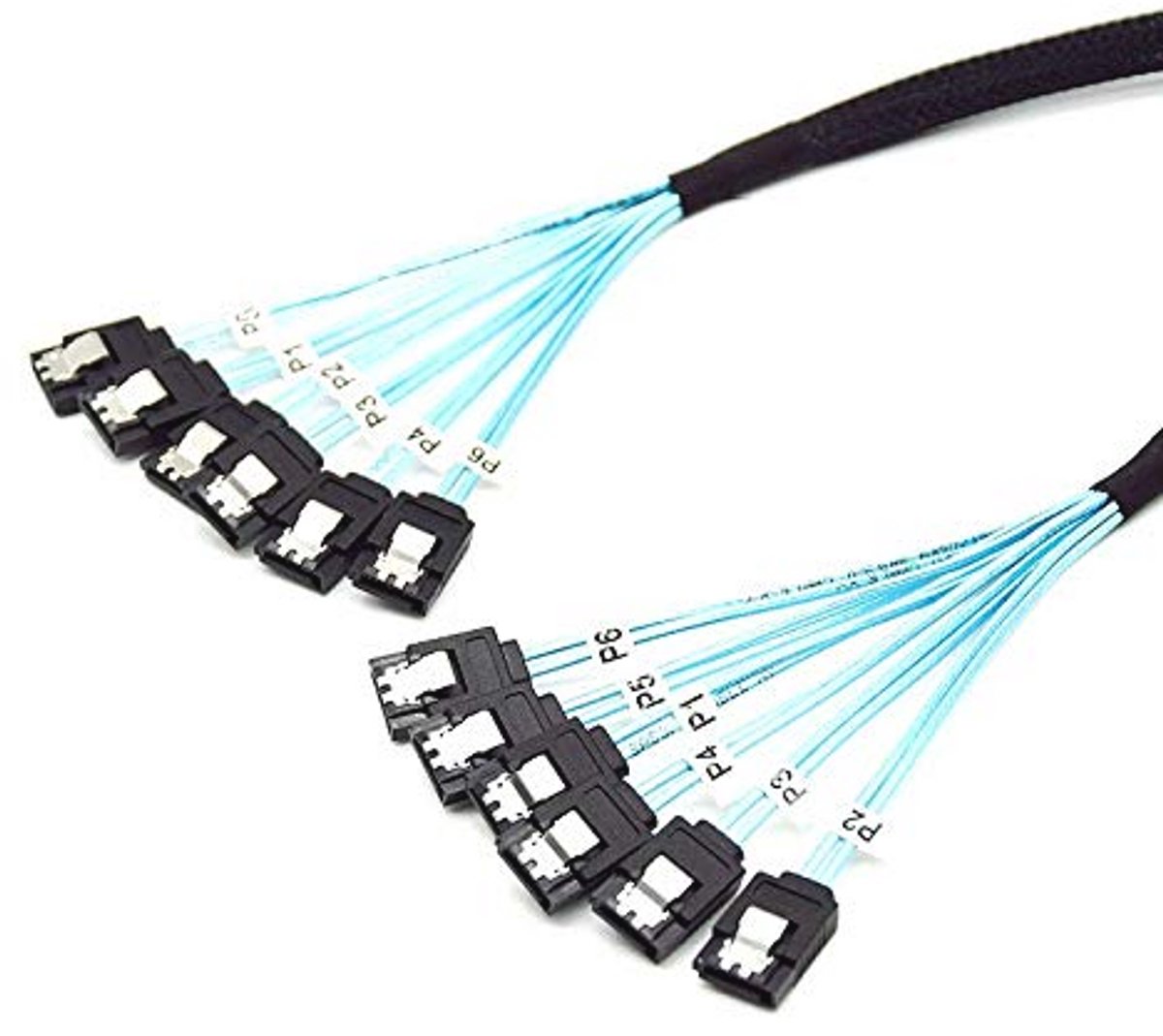 Hoge Snelheid 6Gbps SATA III Kabel voor Server - 6 Stuks