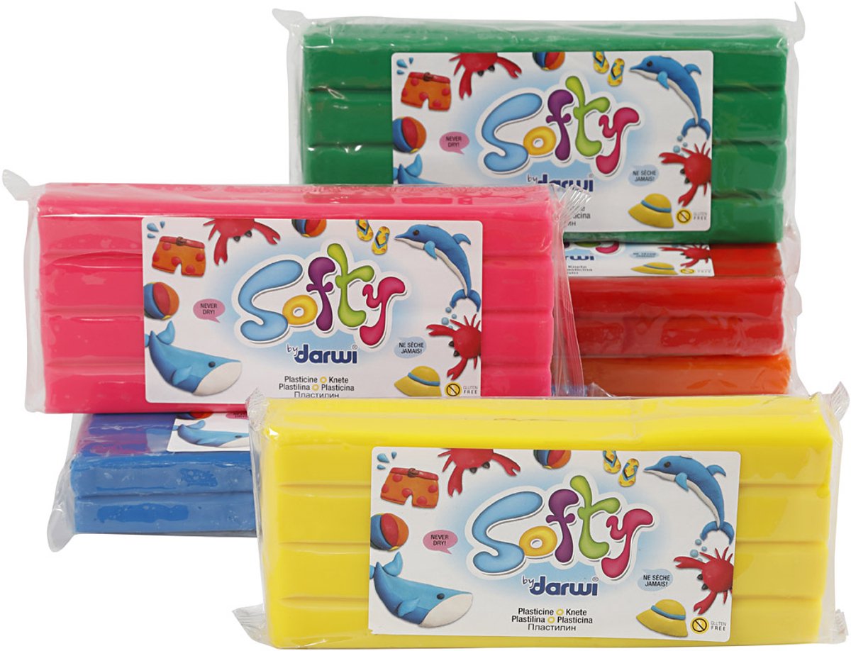 Softy Boetseerklei – Niet Drogende Klei – Zachte Plasticine Klei – 6x500 Gram