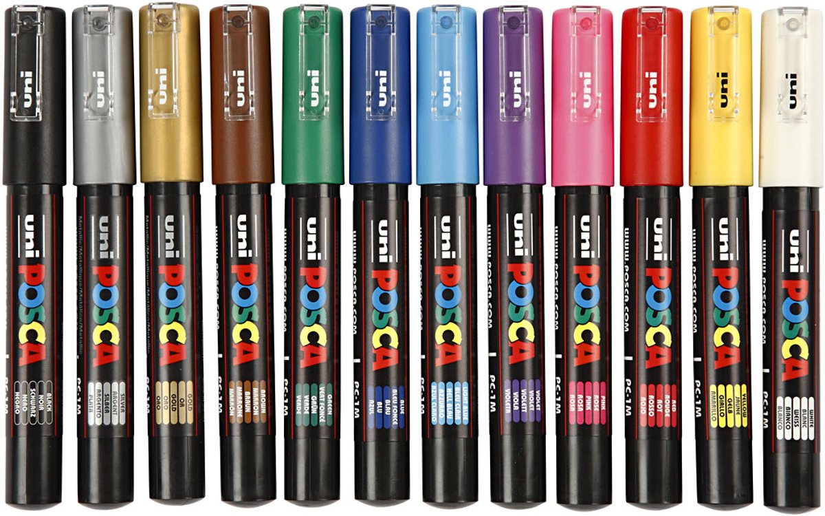 Uni Posca Uni Posca Verfmarker 1M Set Multi 12 stuks