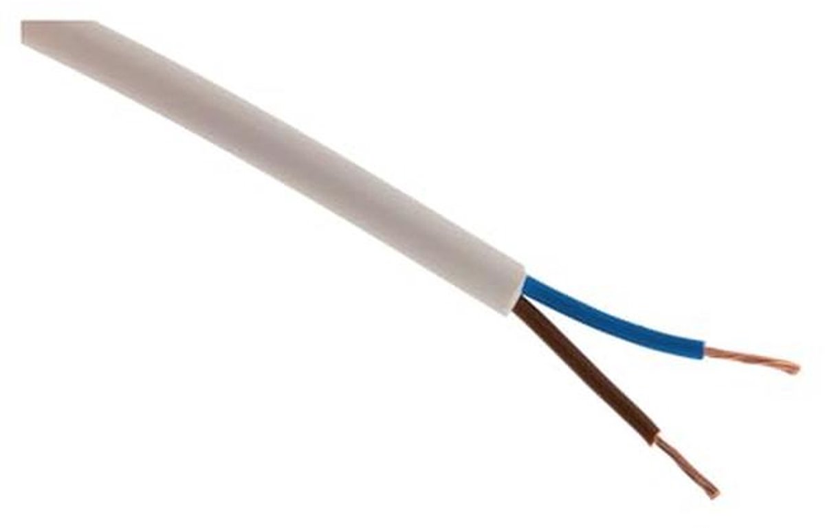Elektrische Stroomkabel 2x 1.5mm² H05VV-F - 5 m voor Binnengebruik - Slijtvast en Vochtbestendig - Wit