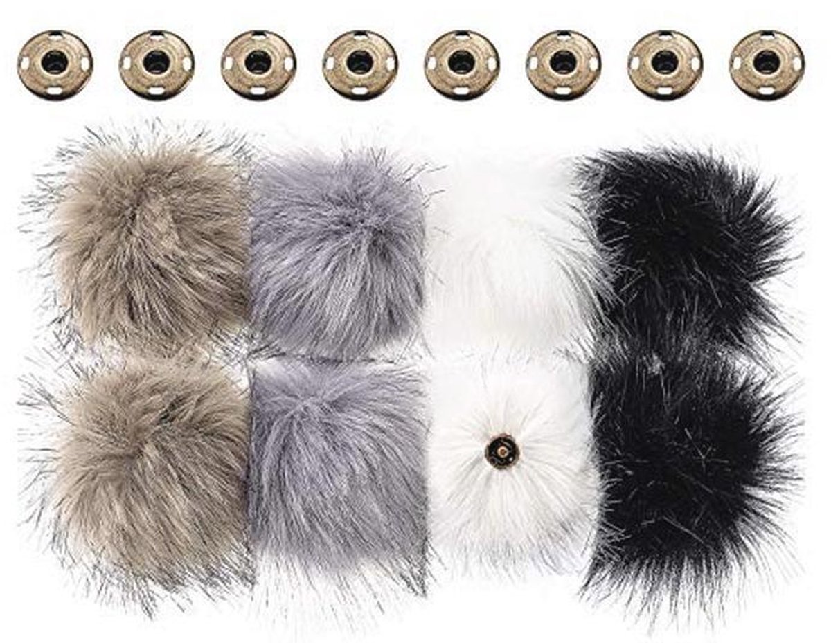 Pluizige Imitatiebont Pompon Ballen voor Hoed Accessoires - 8 Stuks