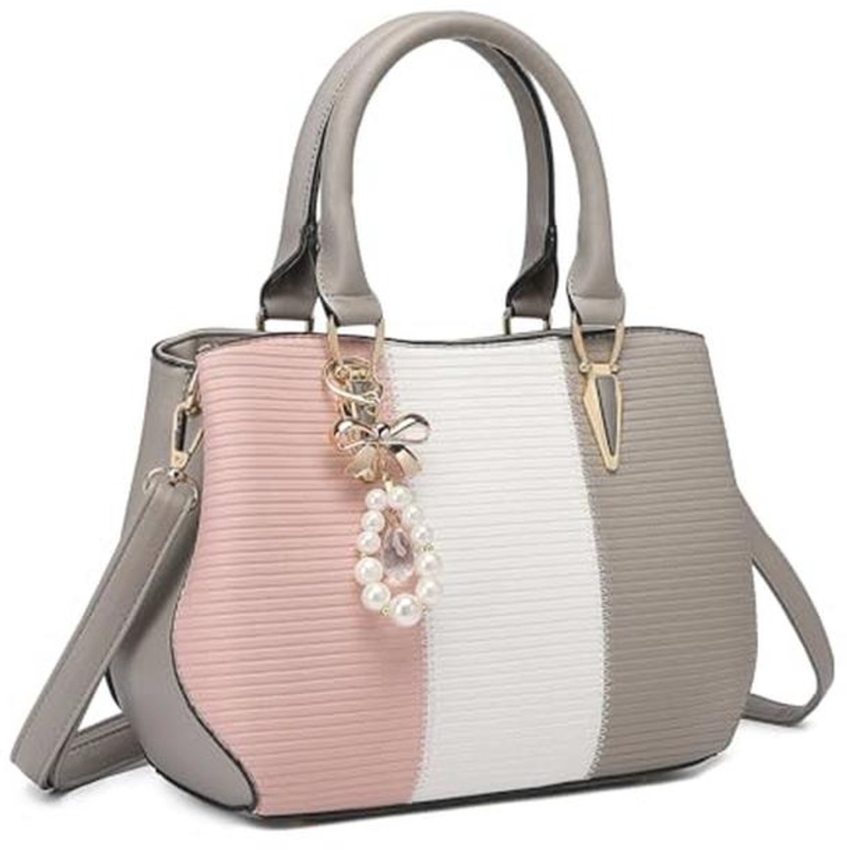 Handtassen voor vrouwen met tri colour block en schouderhandvat
