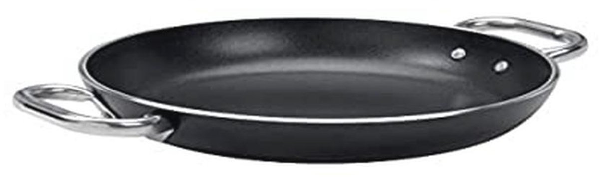 Aluminium Koekenpan met Inductiebodem en RVS Handgrepen - 5 mm Dikte, Zwart
