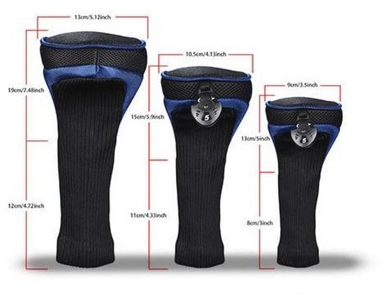 Cosensi - Dailygoods - Dailygoody - Golf Club Covers - Beschermende Mouw - Blauw - Hoofd Protectors - Geschikt voor Golfclubs - 3 Stuks van Cosensi — afbeelding 4