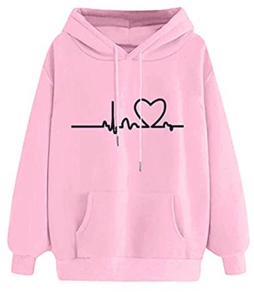 Comfortabele Hoodie voor Vrouwen - Lange Mouw Hart Print Pullover Tops