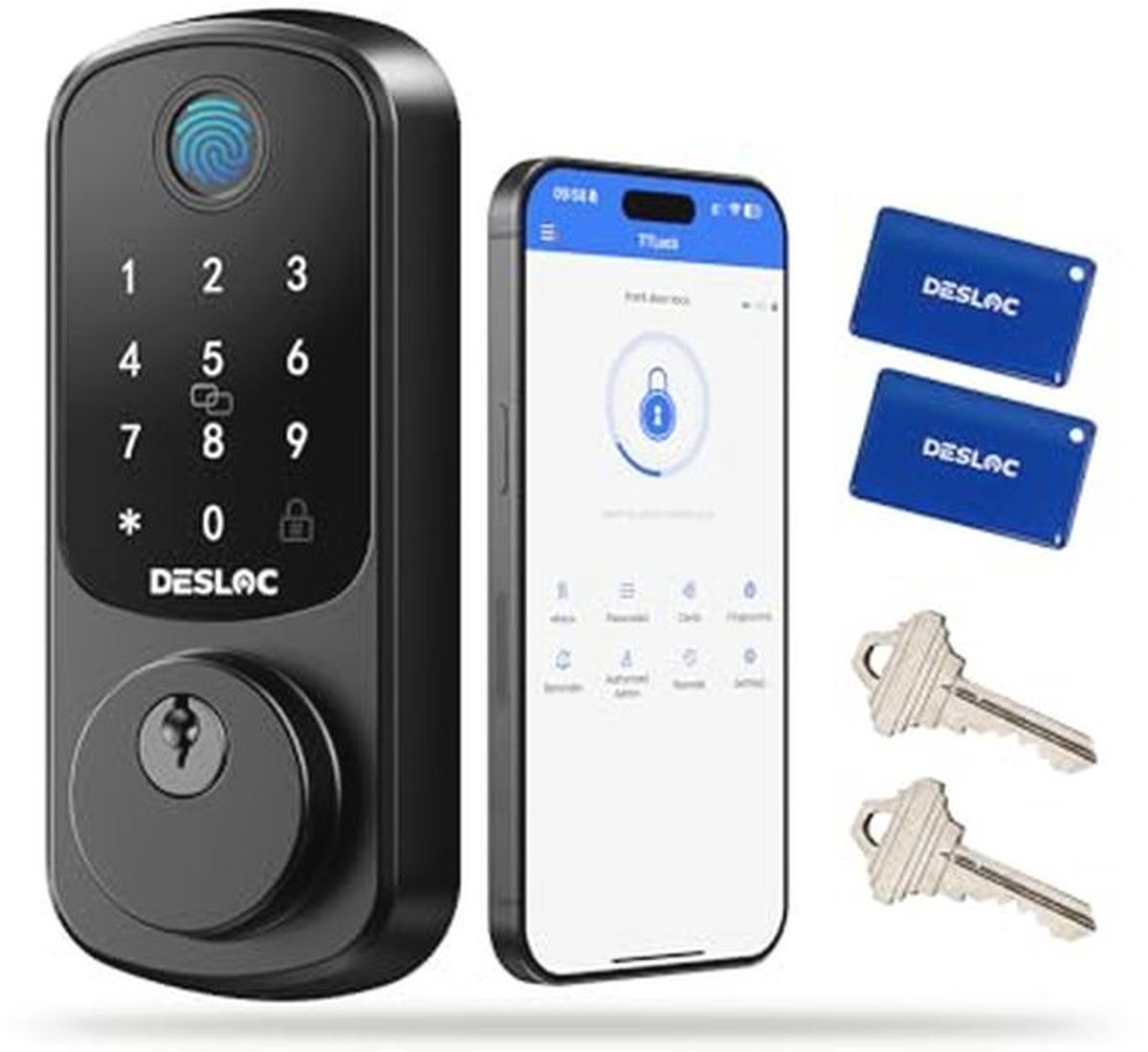 Slim Smart Deurslot met Vingerafdrukherkenning en App-bediening - Keyless Entry Deurslot voor Voordeur
