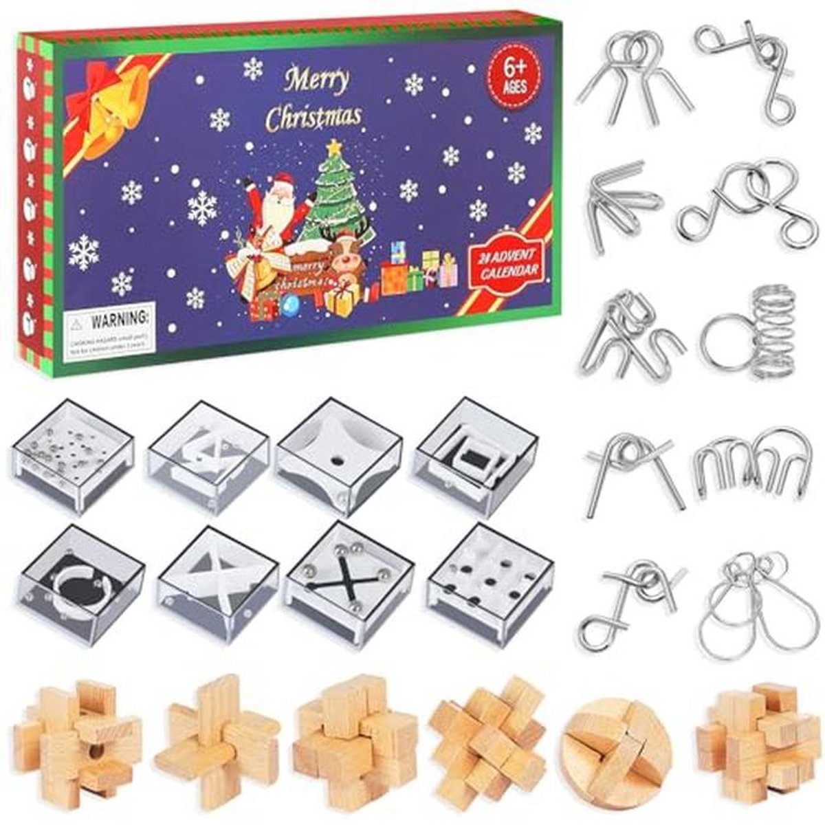 Adventskalender 2025 voor kinderen - 24-delige puzzel- en denkspelletjes kalenderset