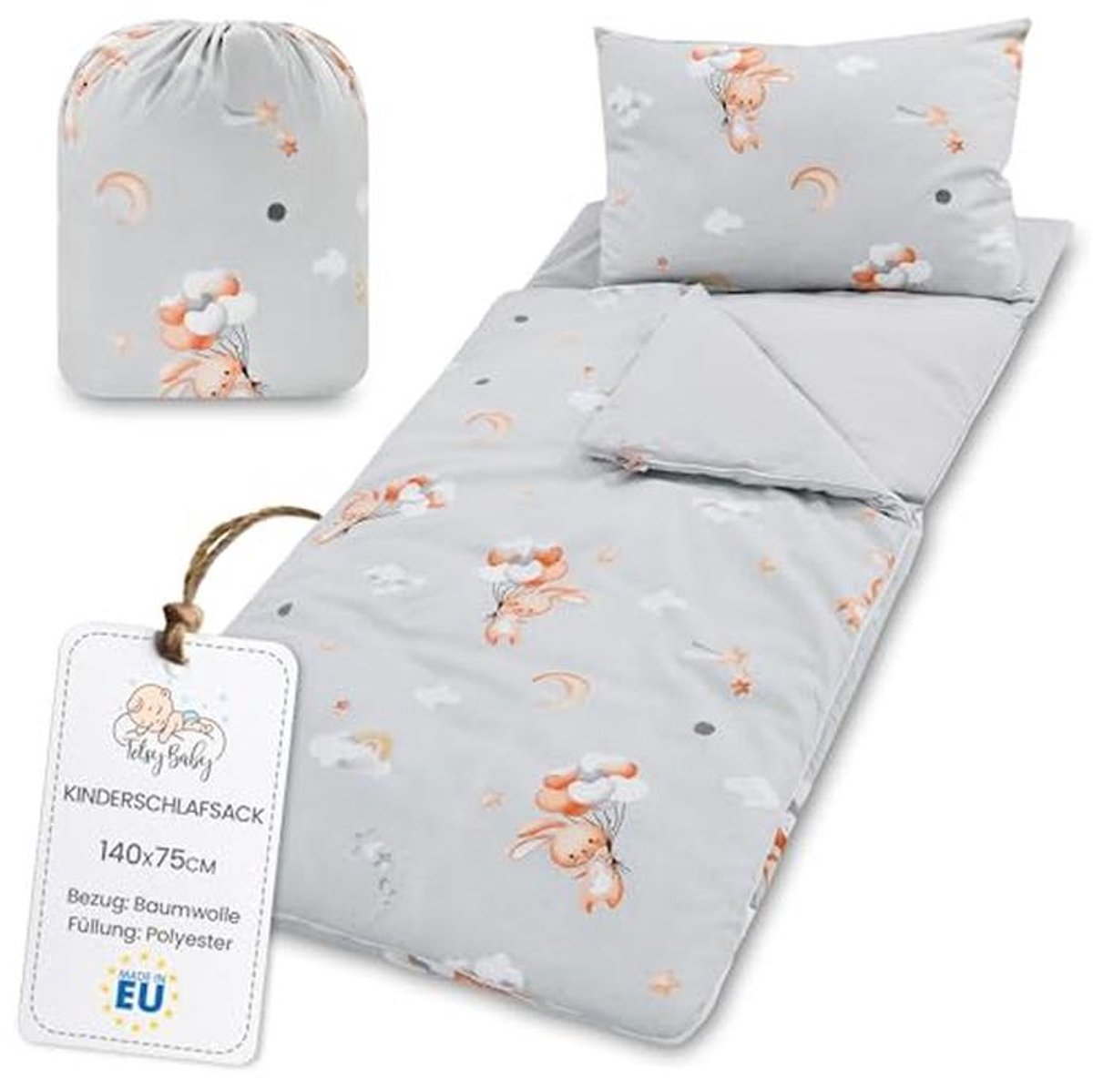 Slapende Zak voor Kinderen met Kussen en Rits - 140 x 75 cm - Geschikt voor Binnen en Buiten