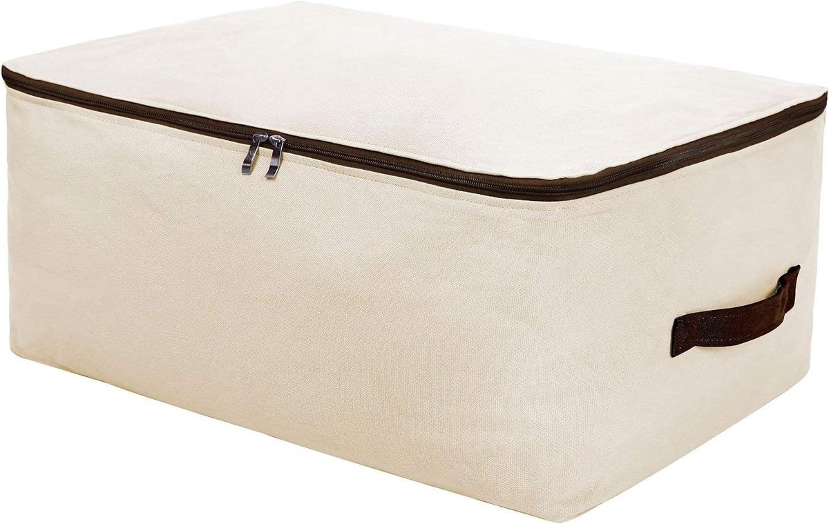 CSGoods - Grote canvas opbergtas voor kledingkast in zacht beige katoen - Ruime en natuurlijke kledingopbergoplossing