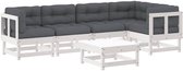 vidaXL - 6-delige - Loungeset - met - kussens - massief - hout - wit