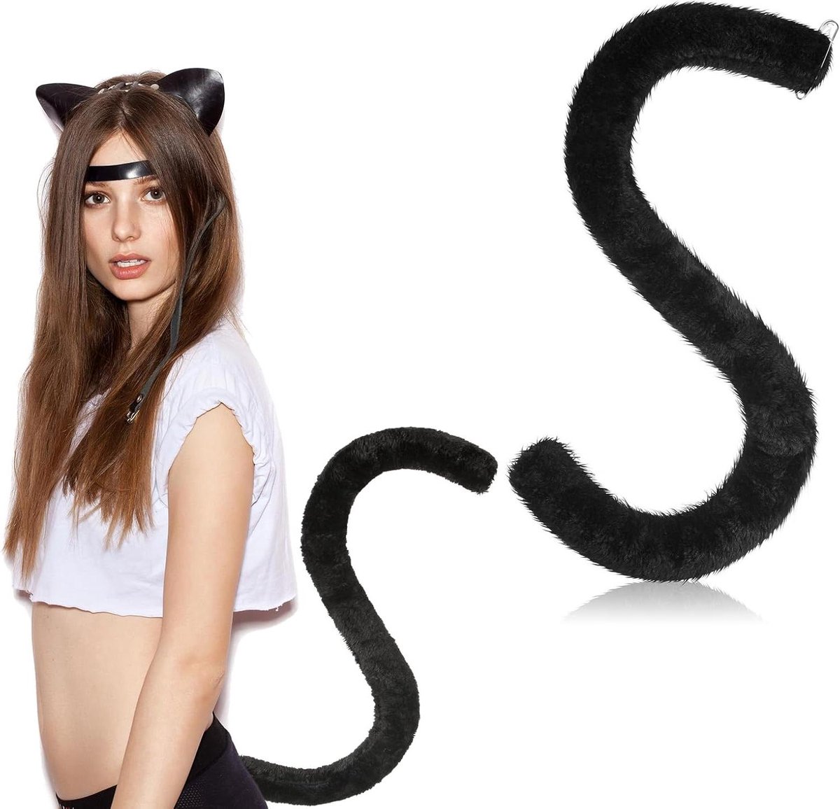 CSGoods - Nep pluche kattenstaart voor cosplay en Halloween - Vrouwen en volwassenen - Nepbont staart