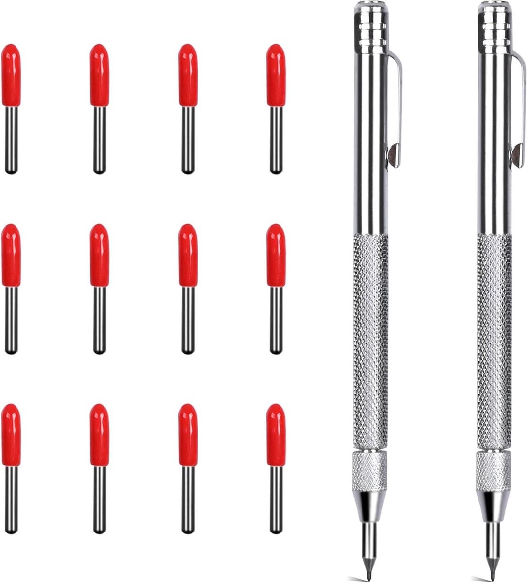 CSGoods - Wolfraamcarbide punt scriber pen gereedschap set met extra penpunten voor hout, staal en glas