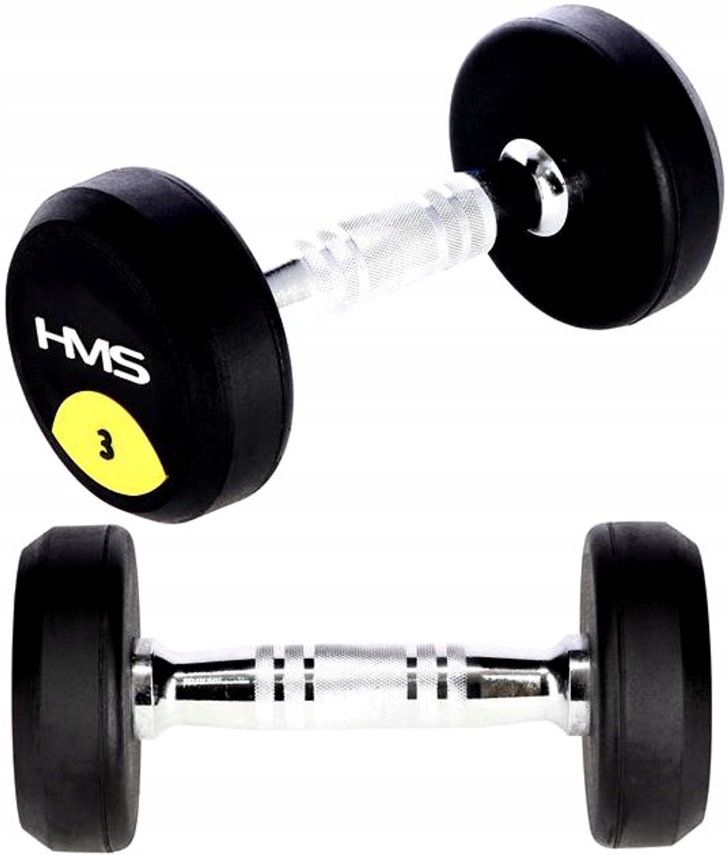 HMS HG PRO Halter 3 kg - Rubberen Krachtsport Hantel voor Thuis