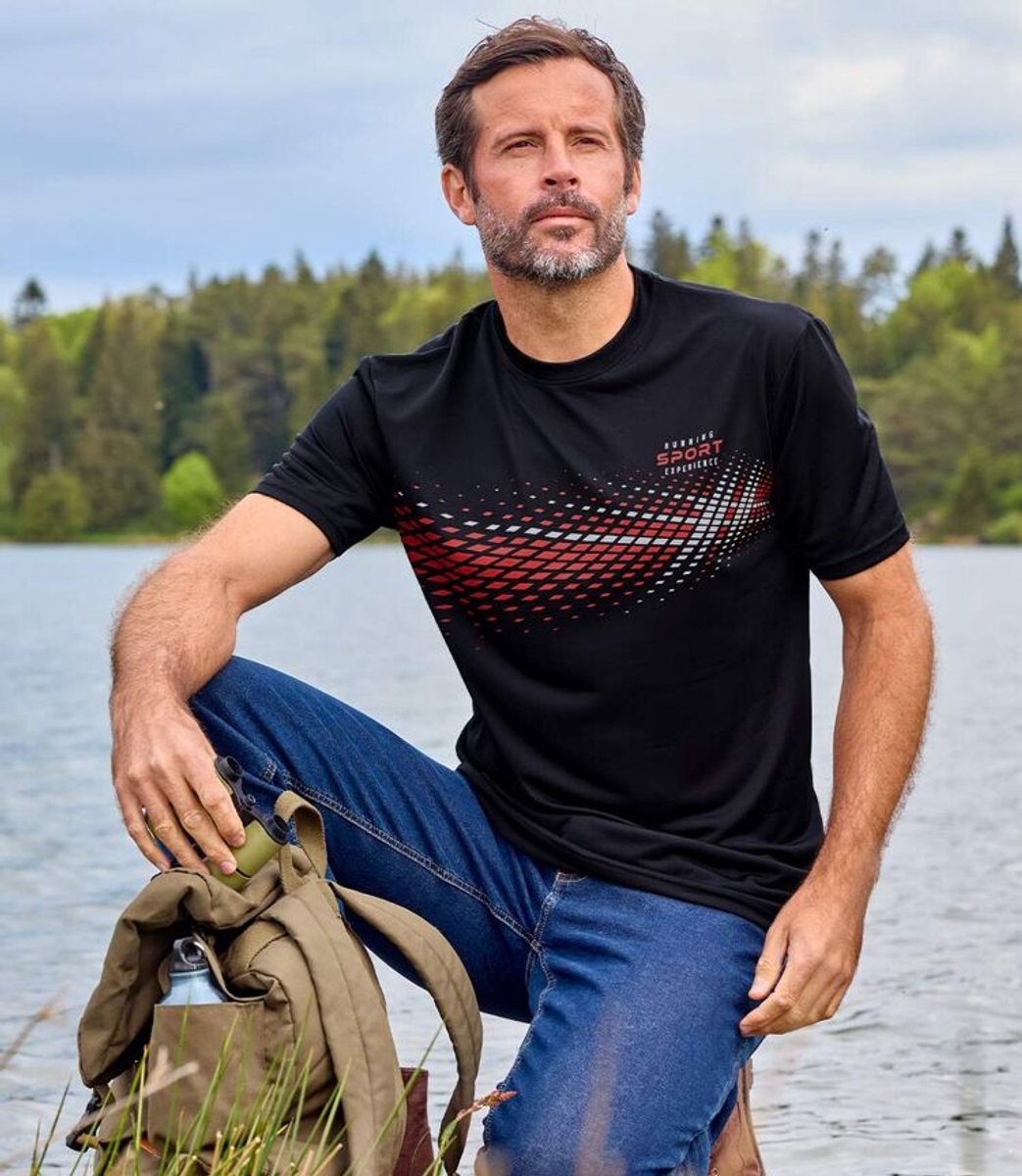 ATLAS FOR MEN - Set van 3 sportieve T-shirts met grafische print - Heren - Verkrijgbaar in grote maten - 3XL