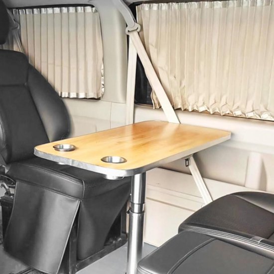 WSIKGHU Tafelblad met ritssluiting, telescopisch, marine, boot, camper, tafelblad, boottafel en standaard met 4 bekerhouders, caravan, jacht, eiken gelakt, tafel, caravan, jacht, eiken tafel