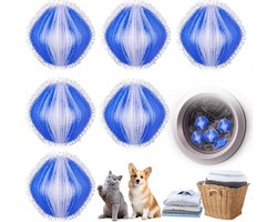 Pluisballen - Wasmachine Huisdierhaarverwijderaar - Herbruikbaar - Wasmachine Pluisballen - Wasmachine Haarverzamelaar - Pluisverwijderaar - Huisdierhaar Wasballen - Wasmachine Pluisballenverzamelaar voor Kleding en Beddengoed - Blauw - 6 stuks