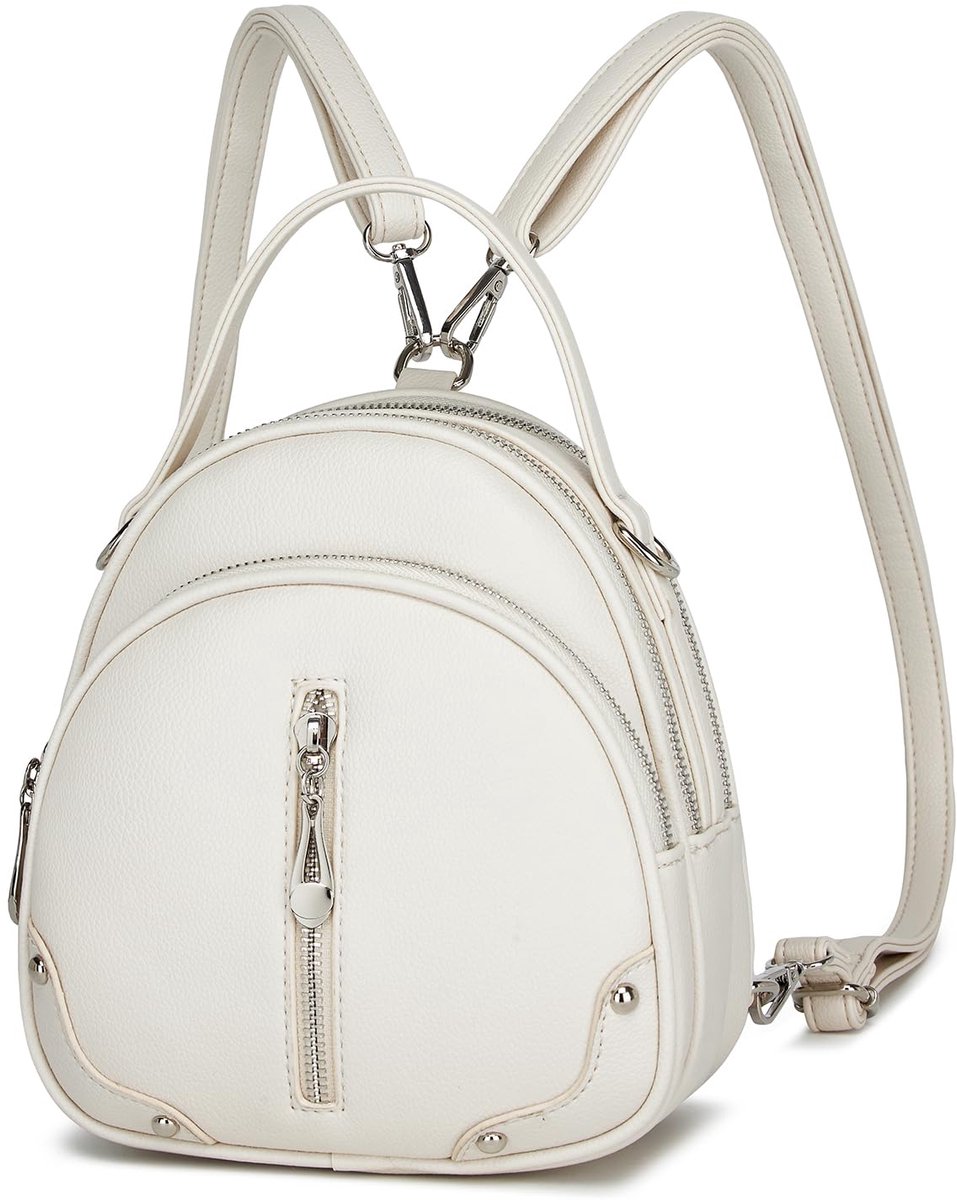 IMPERATORIS® Rugzak Dames en Meisje Leer - Klein Rugtas - Dames Rugzak - Leren Tas - Laptopvak - Schoudertas - Werk Rugzak - Beige