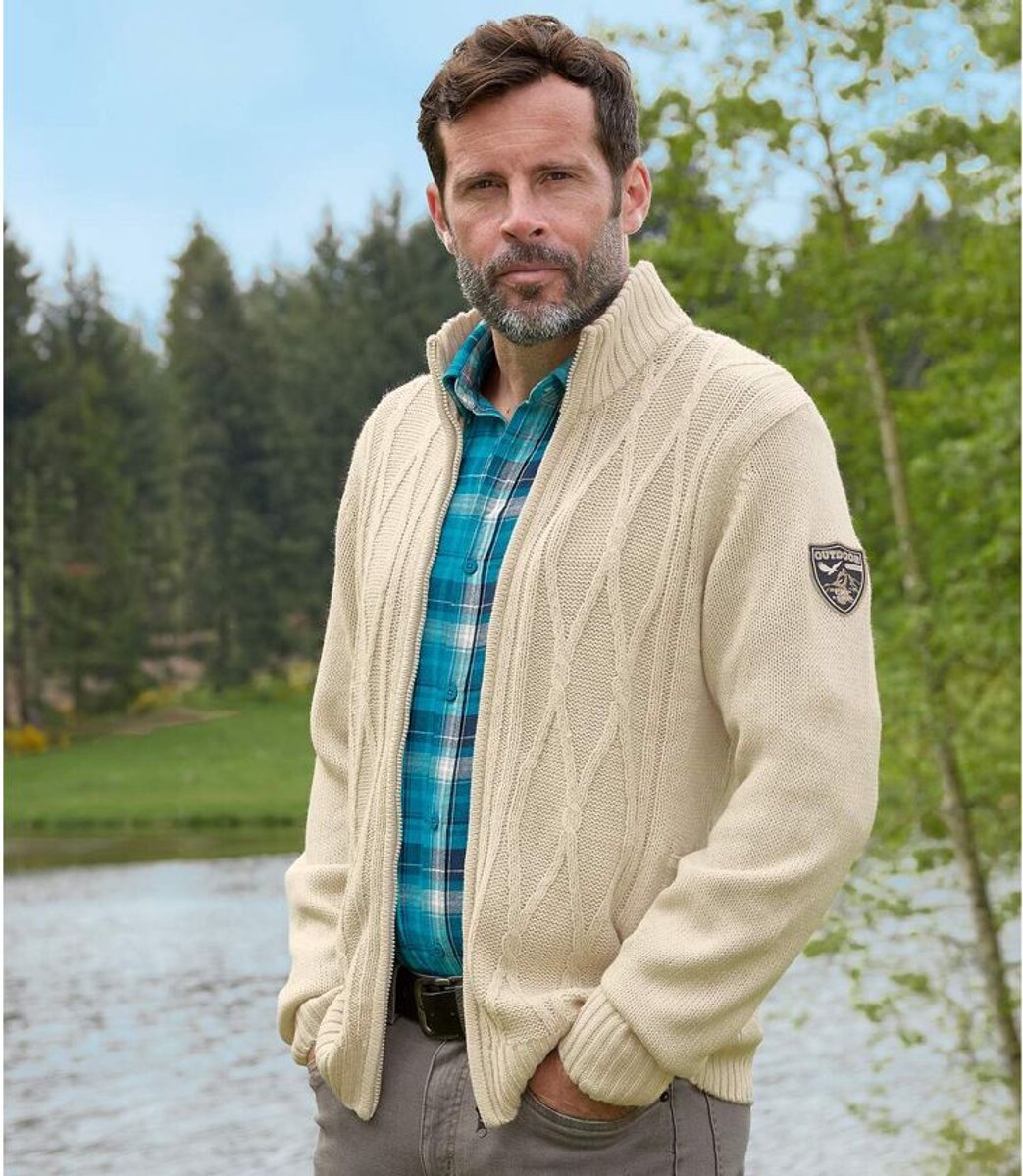 ATLAS FOR MEN - Gemêleerd gebreid vest Outdoor - Heren - Verkrijgbaar in grote maten - XXL