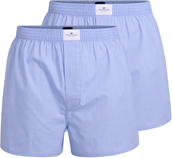 Tom Tailor - Katoenen boxershorts in een 2-pack - Maat M/5 - blue-light-check