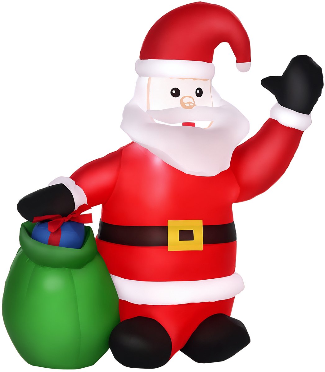 HOMCOM Opblaasbare Kerstman 190D polyester 70L x 45B x 120H cm Rood