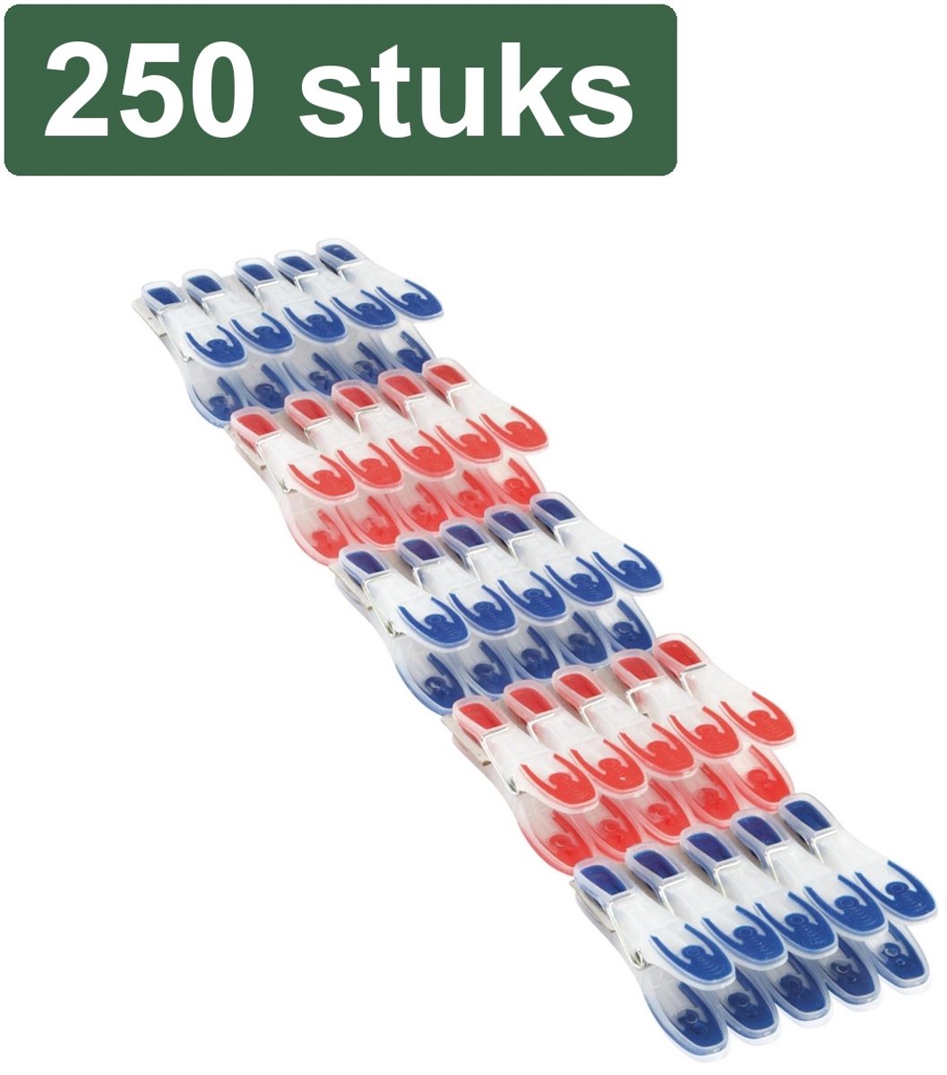 10x Wasknijpers 25-delige set - 25 wasknijpers (15 blauw, 10 rood) - Extra zacht klemvlak.