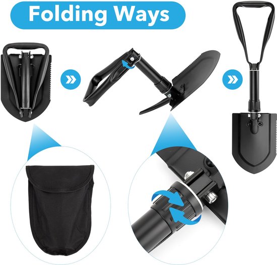 Unyqoos® Opvouwbare multifunctionele schep van koolstofrijk staal voor outdoor gebruik van Unyqoos — afbeelding 3