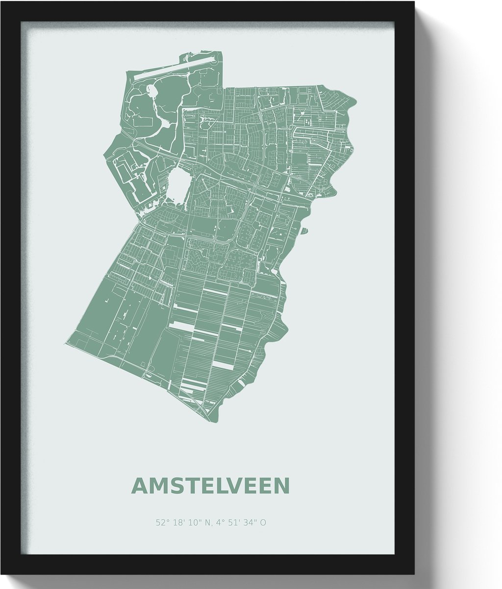 Poster Amstelveen A3 - 30 x 42 cm - Groen (Exclusief Lijst)