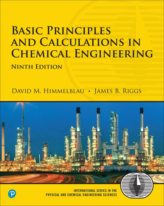 Livre "Basic Principles and Calculations in Chemical Engineering", neuvième édition, avec une image d'une usine chimique la nuit.
