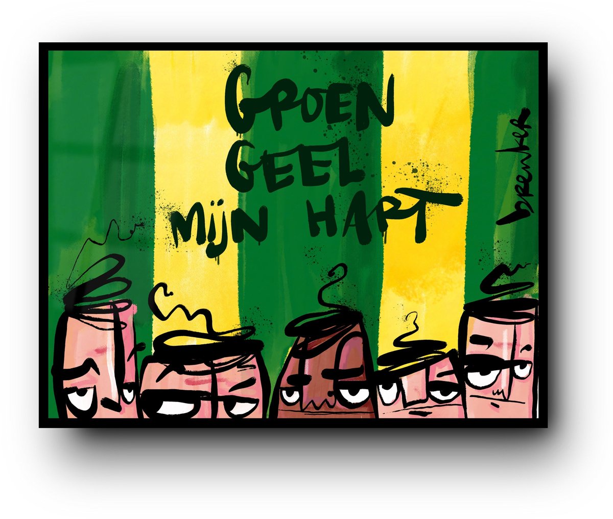 Groen, geel, mijn hart. Ado den haag fans - Meerdere kleuren - Canvas 120 x 80 cm W