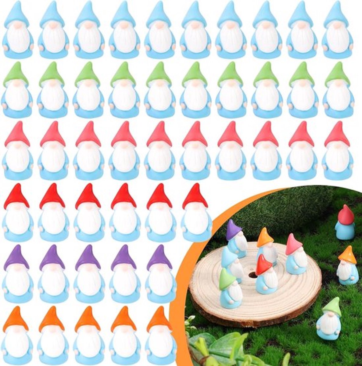 Miniatuur Kabouterbeeldjes - Set van 60 stuks - Voor Buiten Patio Tuin Gazon