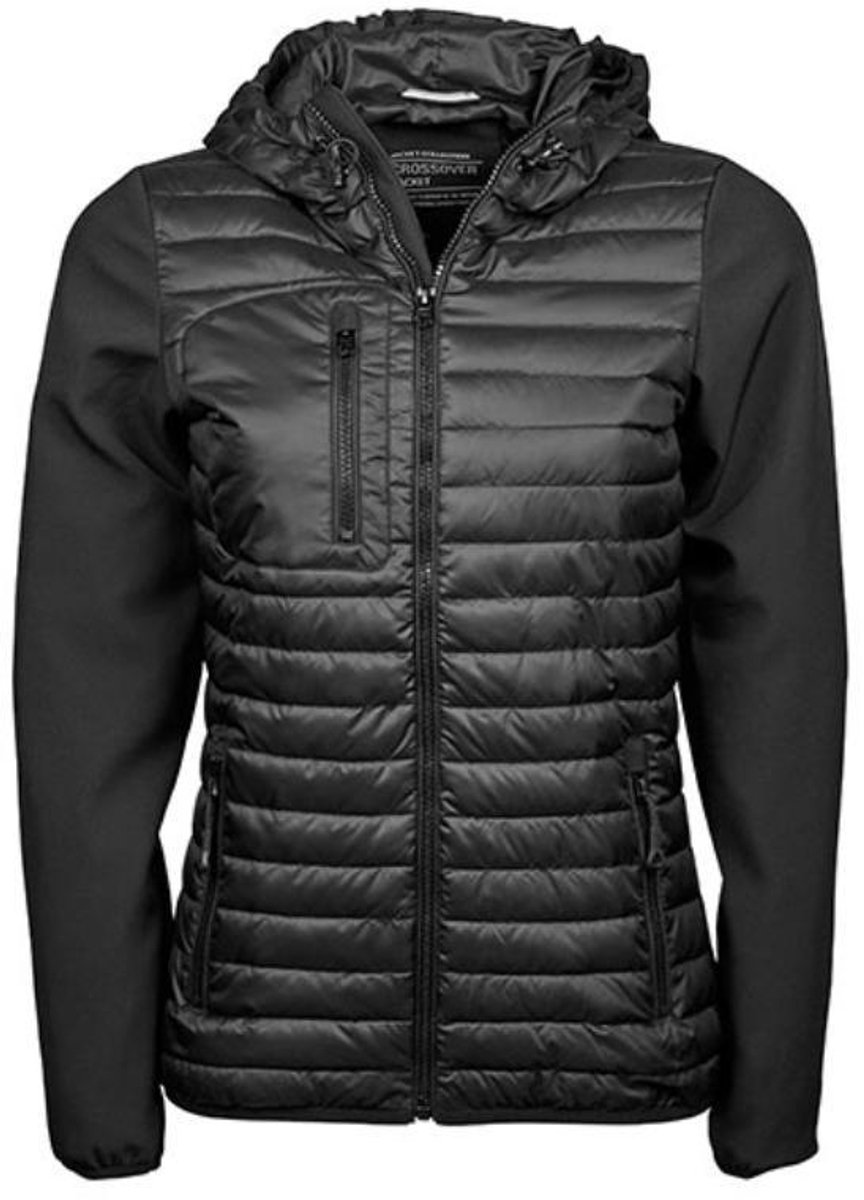 Tee Jays Dames Hooded Crossover Jacket Zwart
