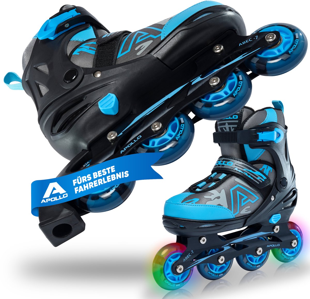 Apollo Champion in Verstelbare Inline Skates voor Jongens en Meisjes Vanaf Inline Skates Dames en Heren tot Hoge Kwaliteit Rolschaatsen met LED Wielen. Blauw