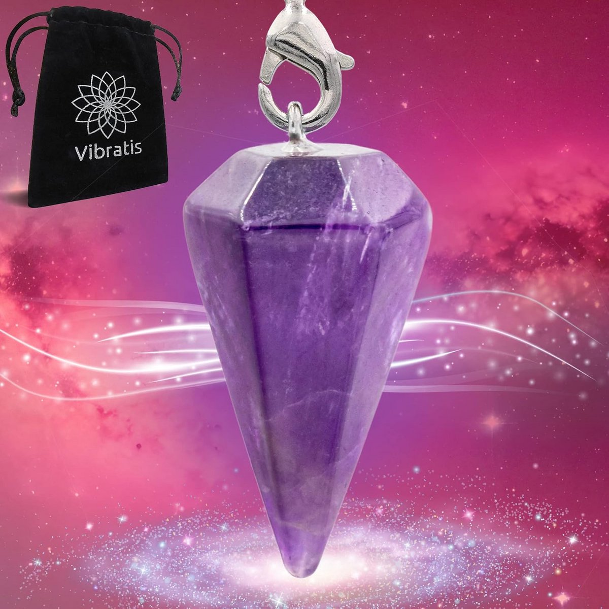 Conische Amethist Kristal Pendel - Radiësthesis Slinger voor Intuïtie & Concentratie