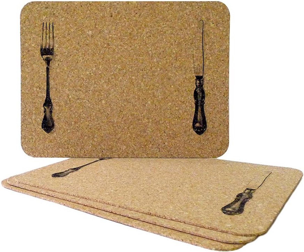 Set van 4 Placemats Kurk Wasbaar - Omkeerbaar - 40x30 cm