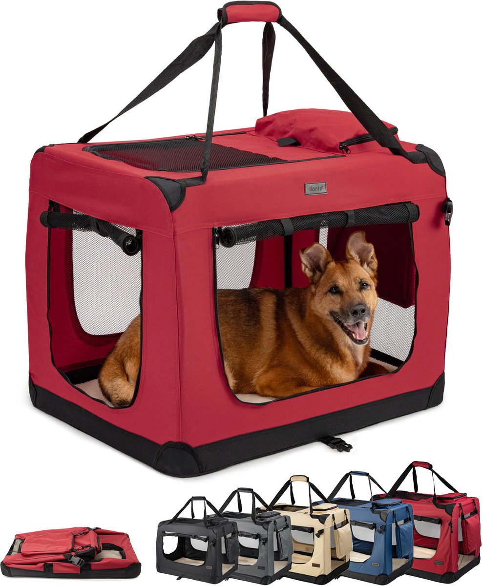 lionto transportbox, opvouwbaar, stevig & met kussen, 82x58x58 cm donkerrood