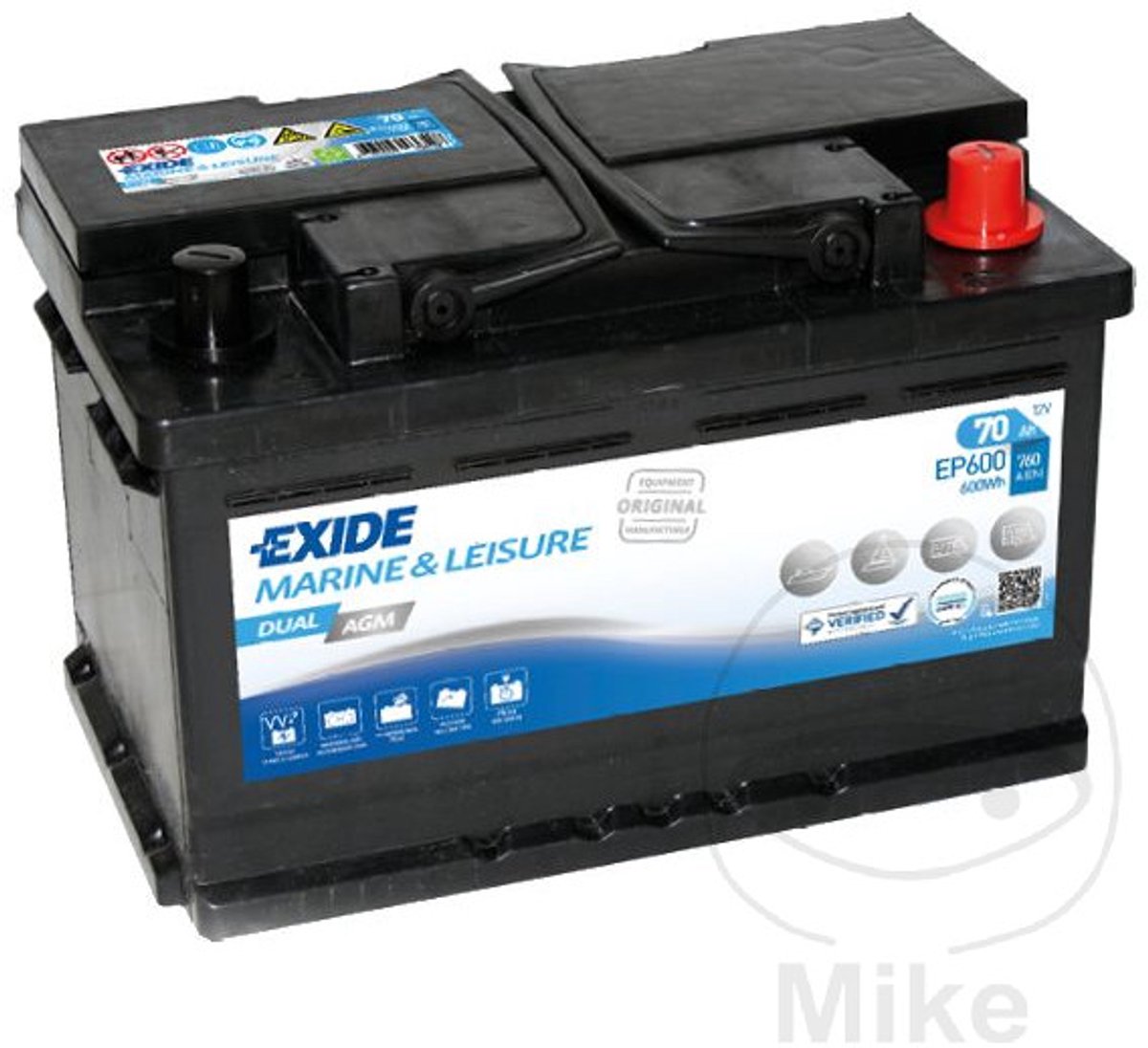 Exide EP600 DUAL AGM Leisure Marine Battery 70 Ah